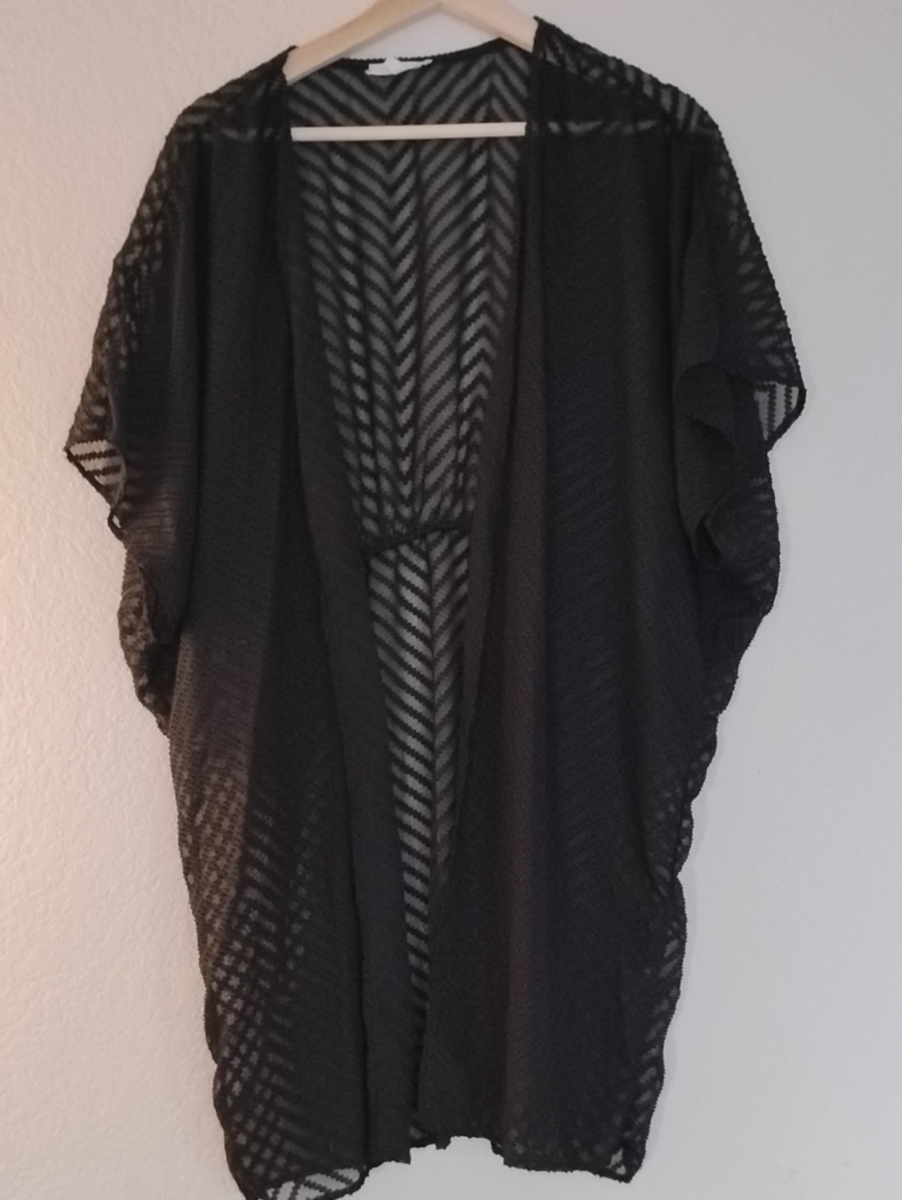 Maurices Made In USA Black Chevron Sheer Swim Coverup Kimono